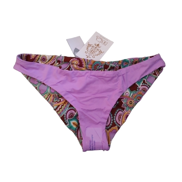 BECCA Purple Multi Color Hipster Bikini Bottoms Sz.M NWT - Picture 3 of 9